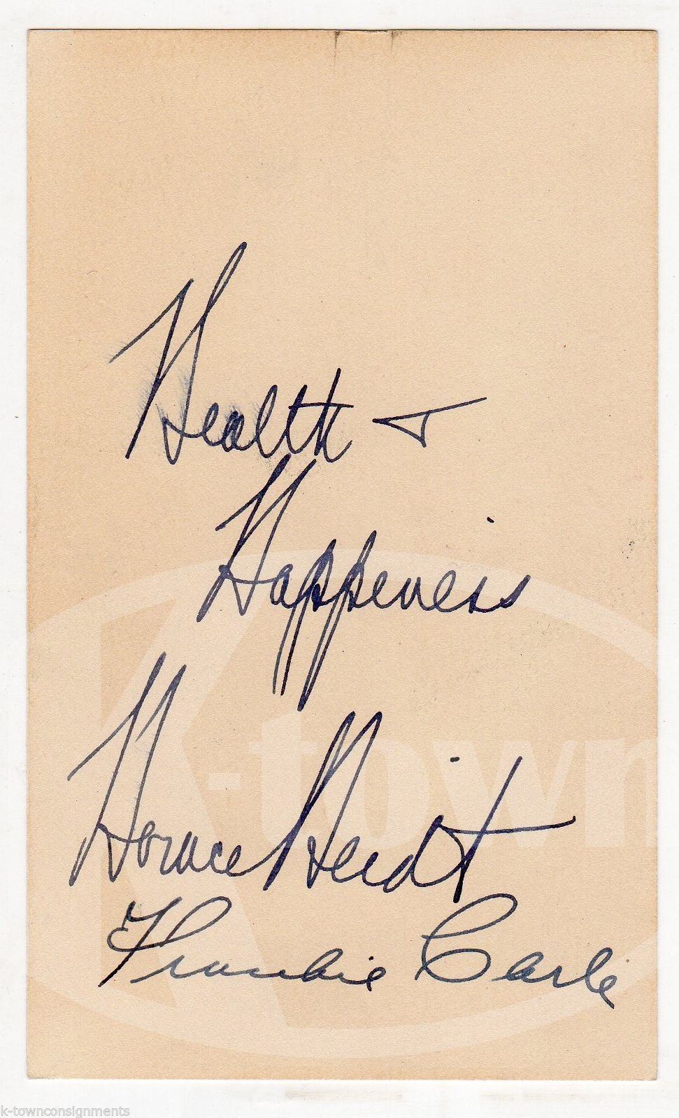 Horace Heidt & Frankie Carle Big Band Musicians Autograph Signed Card