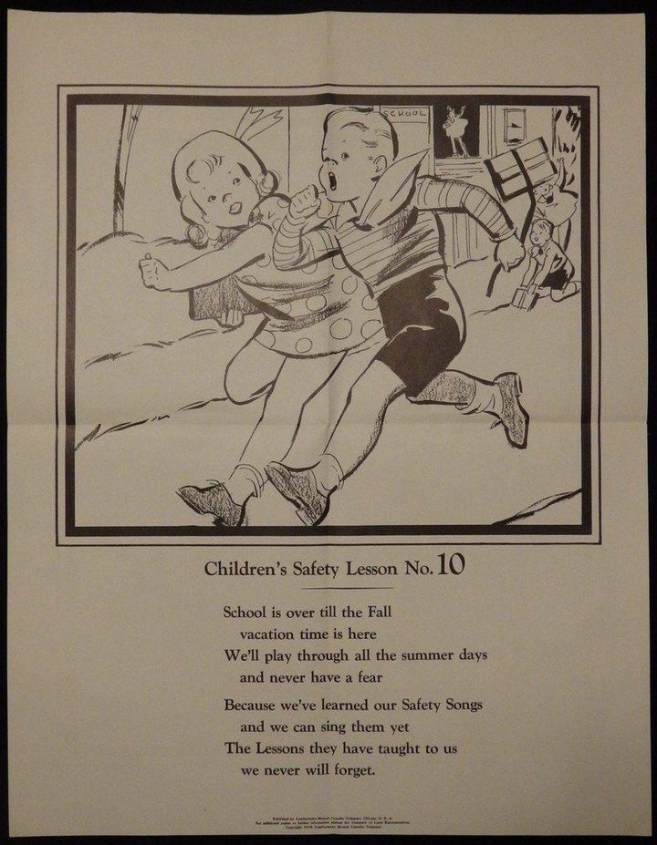 Kids Playing Safety Lumberman's Mutual Insurance Vintage Children's PSA Poster