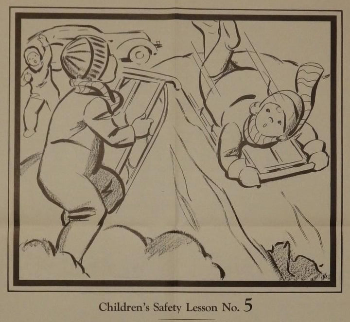 Snow Sledding Safety Lumberman's Mutual Insurance Vintage Children's PSA Poster