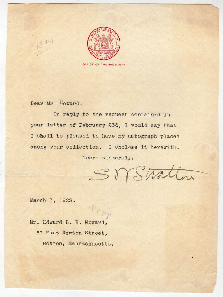 Samuel Wesley Stratton Spanish American War Navy Scientist Autograph Sign Letter
