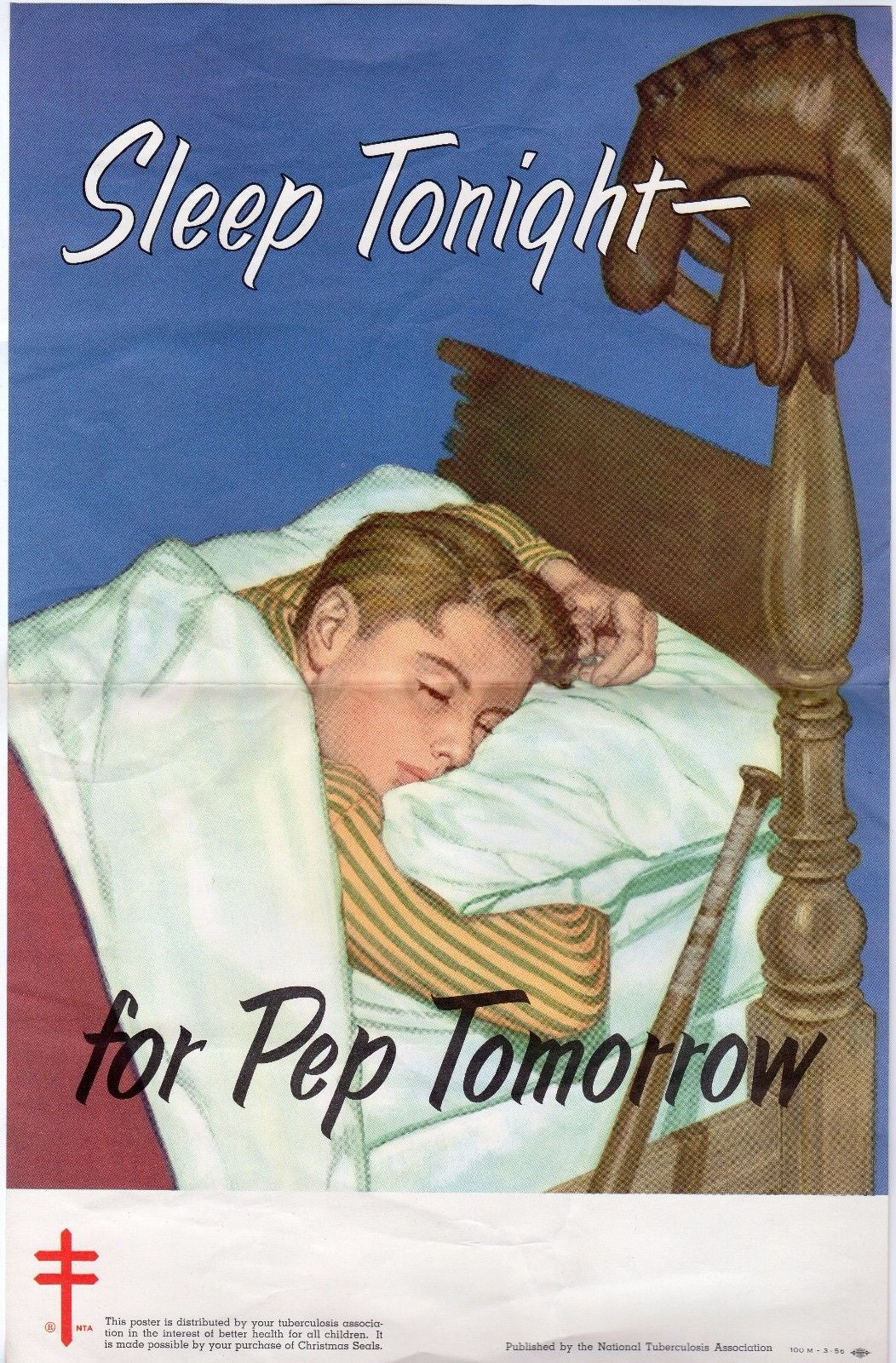 Little Boy Baseball Player Vintage Tuberculosis Public Health Educational Poster