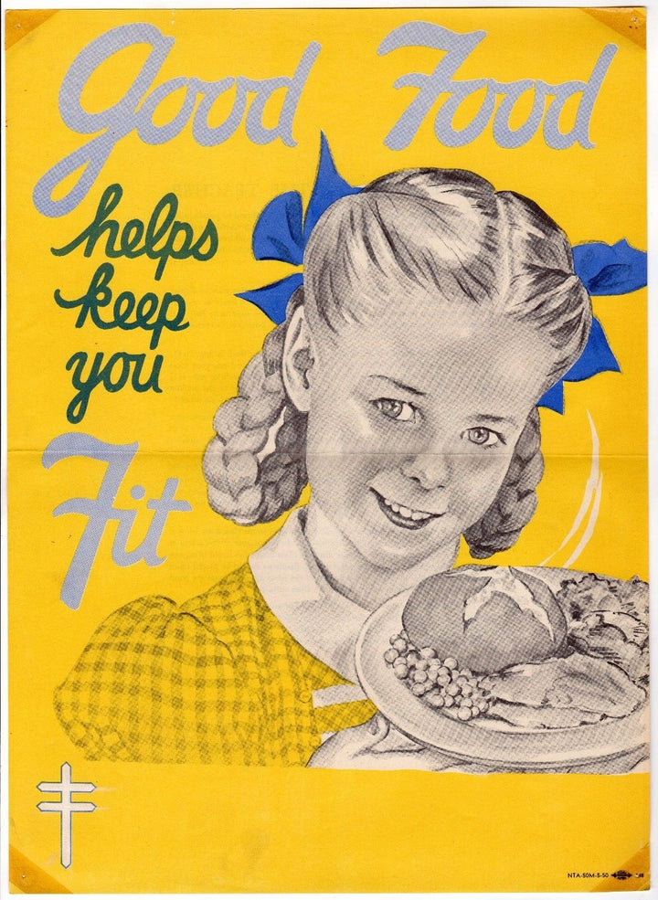 Sweet Girl Good Food Vintage 1950s Tuberculosis Public Health Educational Poster