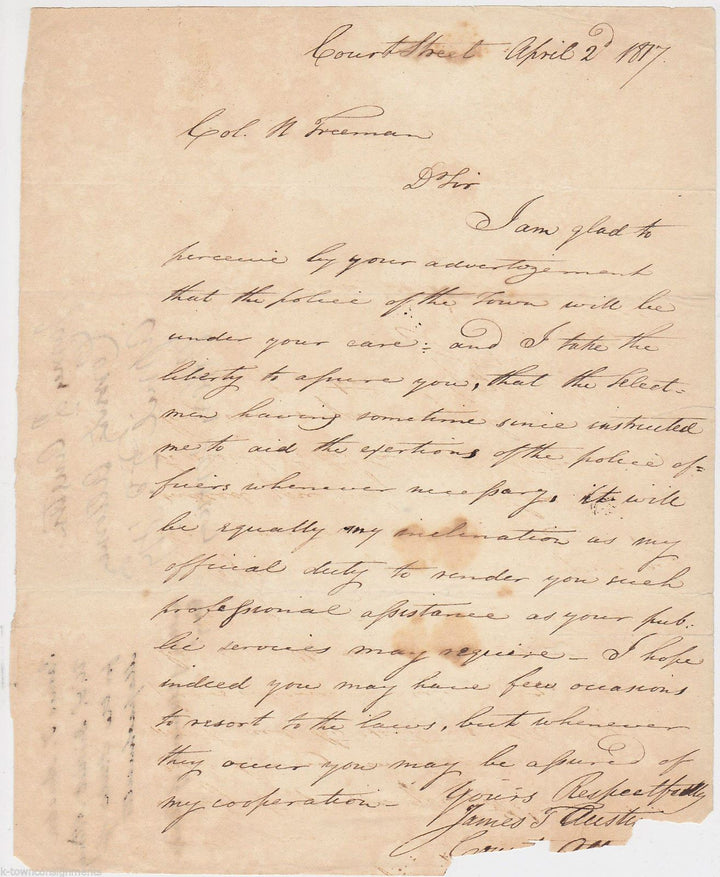 James Austin Massachusetts Attorney General Politician Autograph Signed Letter