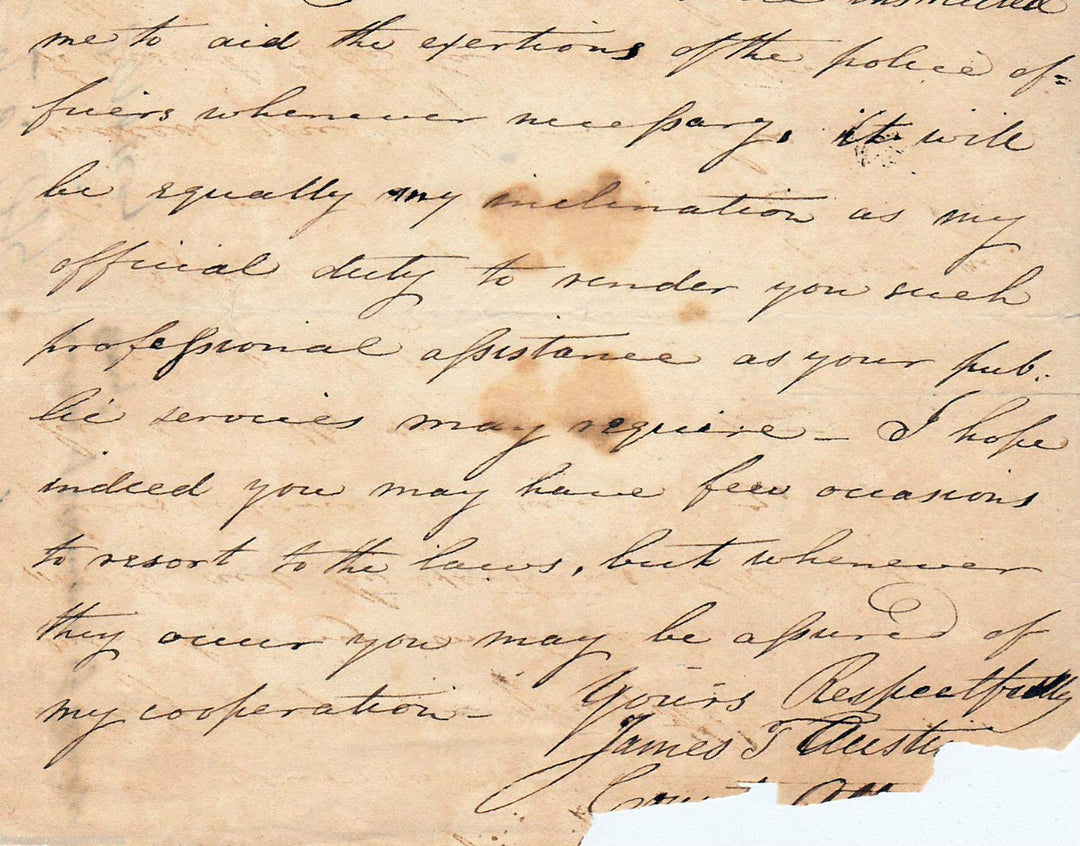James Austin Massachusetts Attorney General Politician Autograph Signed Letter