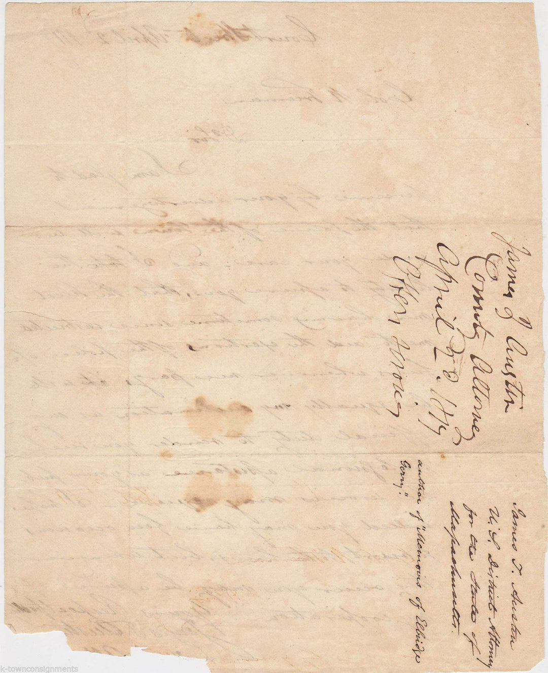 James Austin Massachusetts Attorney General Politician Autograph Signed Letter