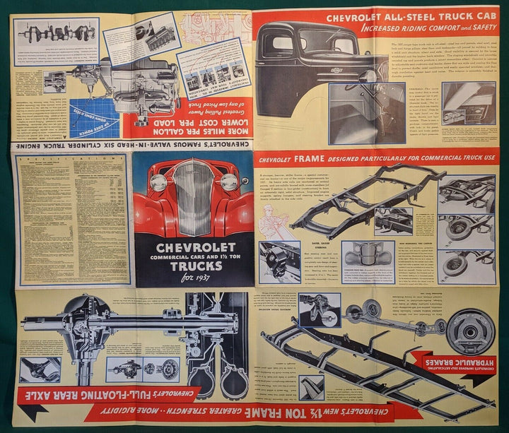 Chevy Trucks Antique Automobile Graphic Advertising Poster Brochure1937