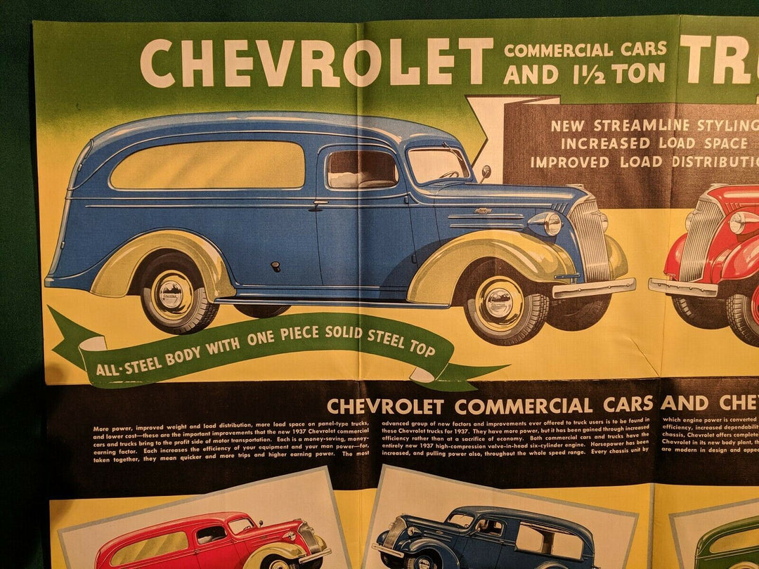 Chevy Trucks Antique Automobile Graphic Advertising Poster Brochure1937