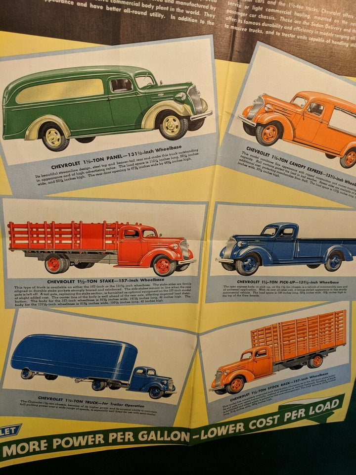 Chevy Trucks Antique Automobile Graphic Advertising Poster Brochure1937