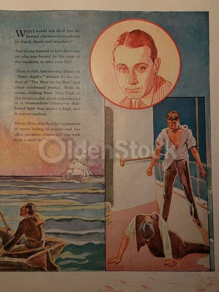 Monte Blue Bitter Apples Silent Film Antique Warner Brothers Movie Poster 1926