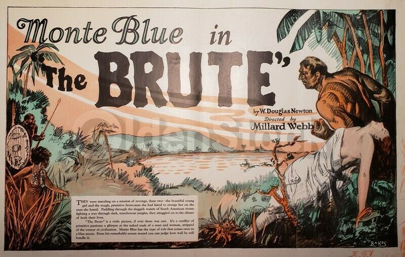 Monte Blue The Brute Silent Film Antique Warner Brothers Movie Poster 1926