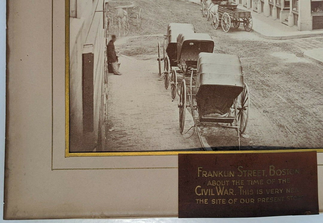 Franklin Street Boston MA Financial District Large Antique Albumin Photo