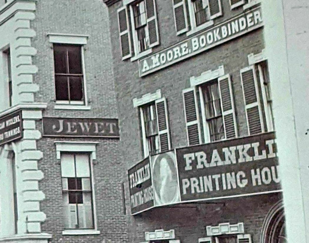 Franklin Street Boston MA Financial District Large Antique Albumin Photo