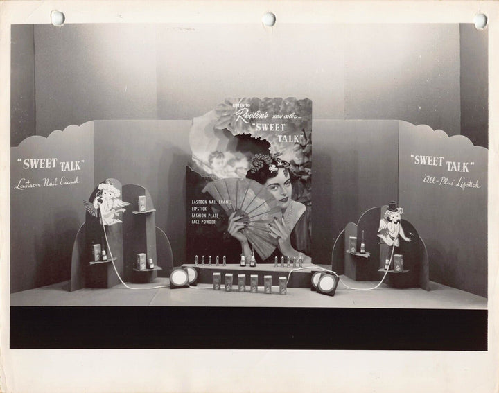 Revlon Lipstick Nail Makeup Vintage Fashion Store Display Advertising Photo 1944