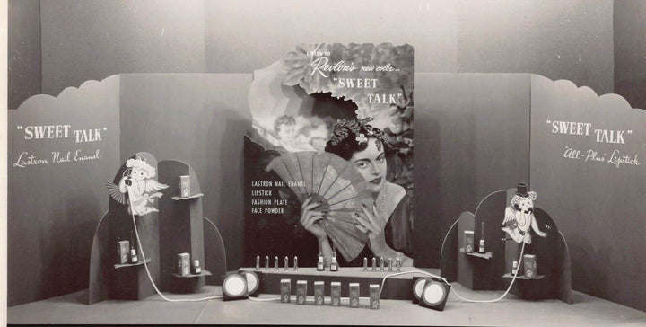 Revlon Lipstick Nail Makeup Vintage Fashion Store Display Advertising Photo 1944
