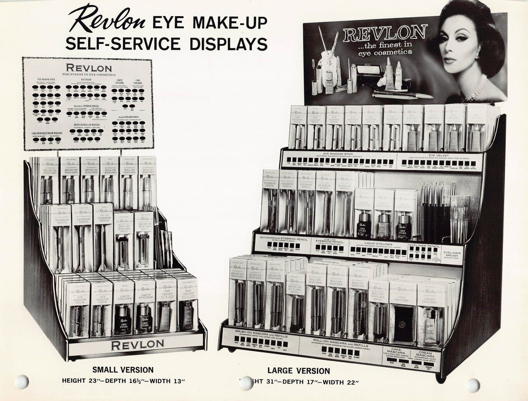 Revlon Eye Liner Makeup Vintage Fashion Store Display Advertising Photo 1962