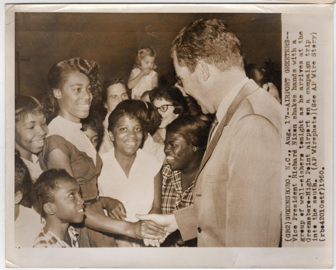 Richard Nixon Greeting African American Girls at Greensboro Campaign Stop 1960