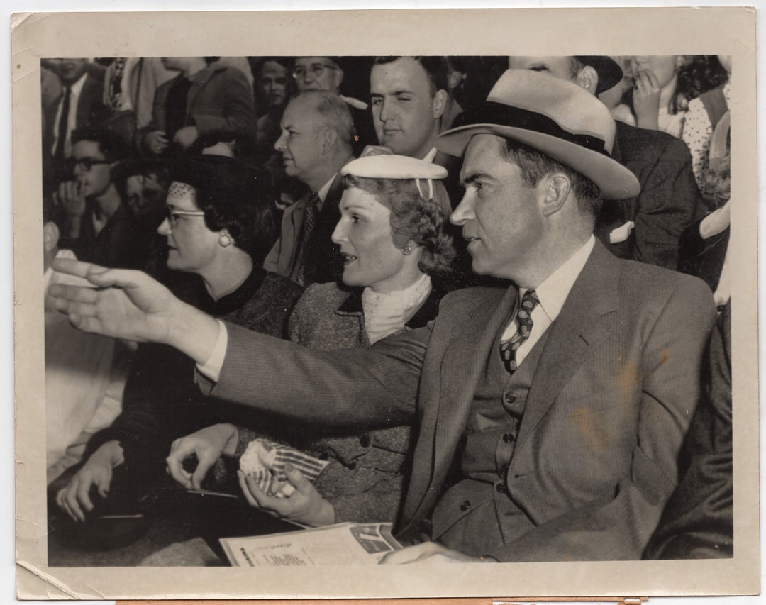 Nixon at Washington Redskins Game NFL Football Original Vintage Press Photo 1955