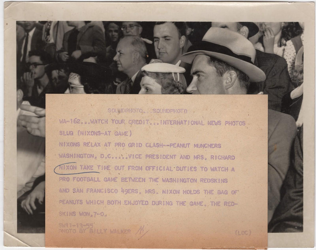 Nixon at Washington Redskins Game NFL Football Original Vintage Press Photo 1955
