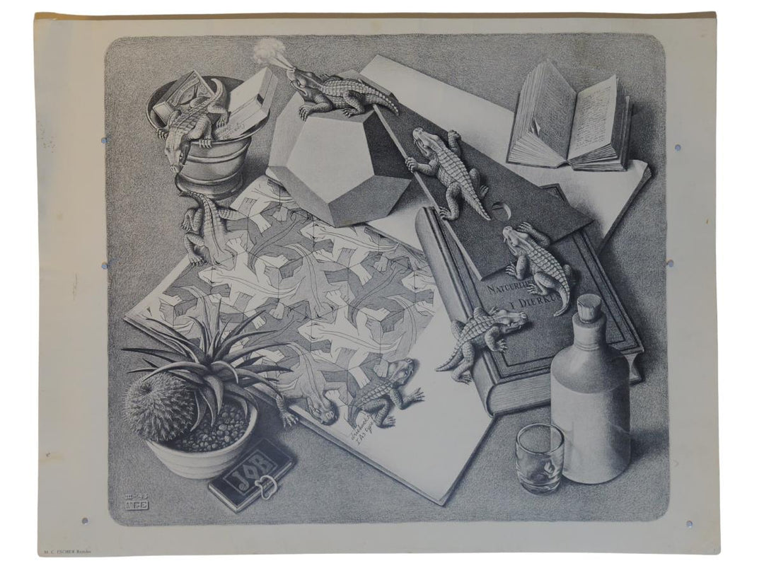 MC Escher Reptiles Poster Vintage Geometric Graphic Art Poster 22x28