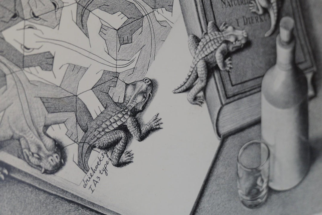 MC Escher Reptiles Poster Vintage Geometric Graphic Art Poster 22x28