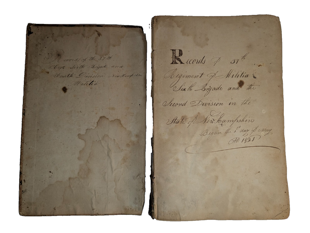 New Hampshire Militia 37th Regiment Antique Military Ledger Aroostook War Era