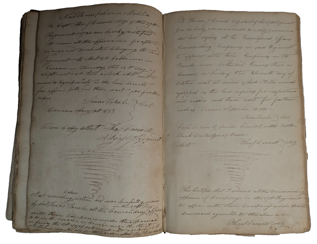 New Hampshire Militia 37th Regiment Antique Military Ledger Aroostook War Era