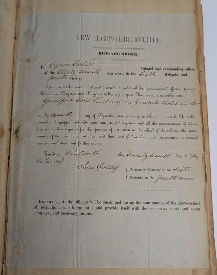 New Hampshire Militia 37th Regiment Antique Military Ledger Aroostook War Era