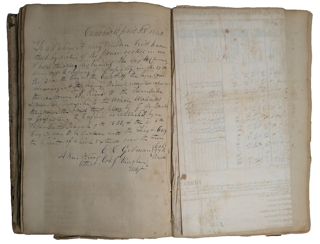 New Hampshire Militia 37th Regiment Antique Military Ledger Aroostook War Era