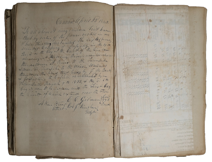 New Hampshire Militia 37th Regiment Antique Military Ledger Aroostook War Era