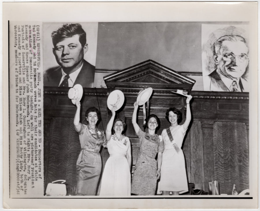 Ted Kennedy Senate Race Delegates & JFK Poster Springfield MA Press Photo