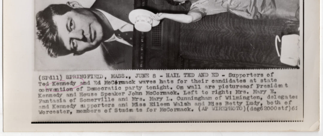 Ted Kennedy Senate Race Delegates & JFK Poster Springfield MA Press Photo