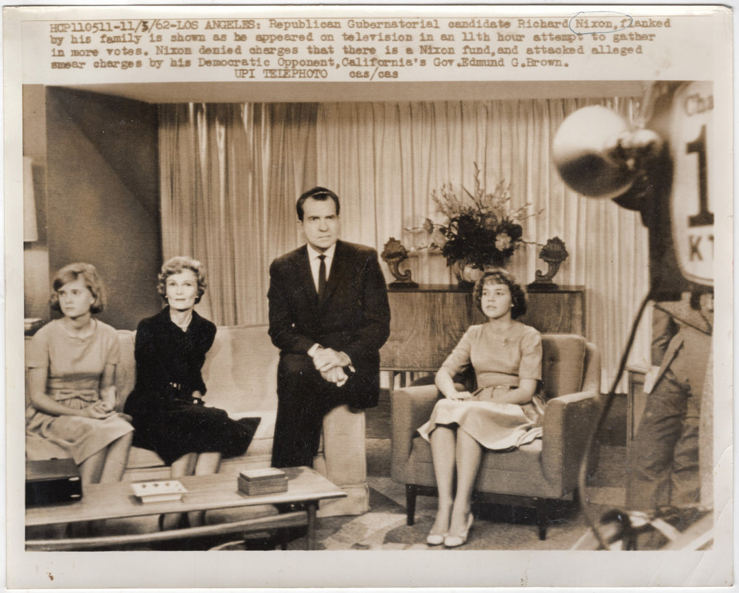 Richard Nixon Family Governor CA Campaign TV Appearance Press Photo 1962