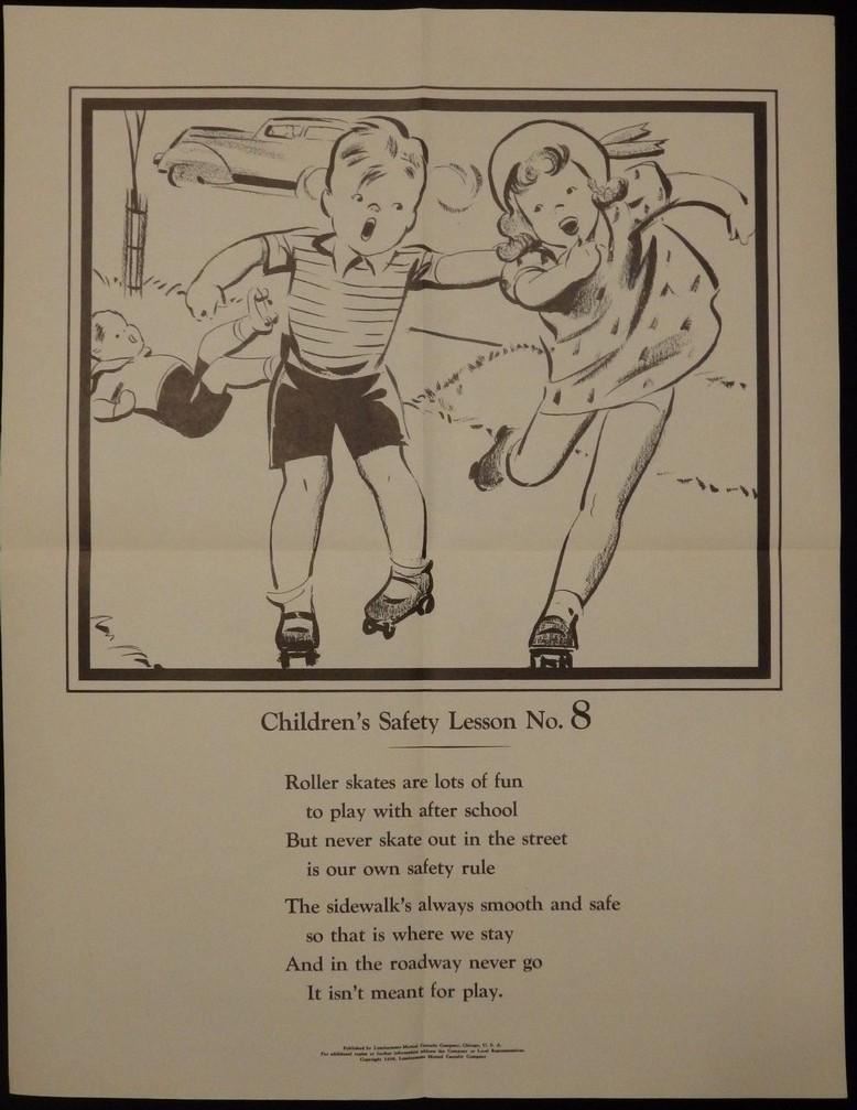 Roller Skating Safety Lumberman's Mutual Insurance Vintage Children's PSA Poster