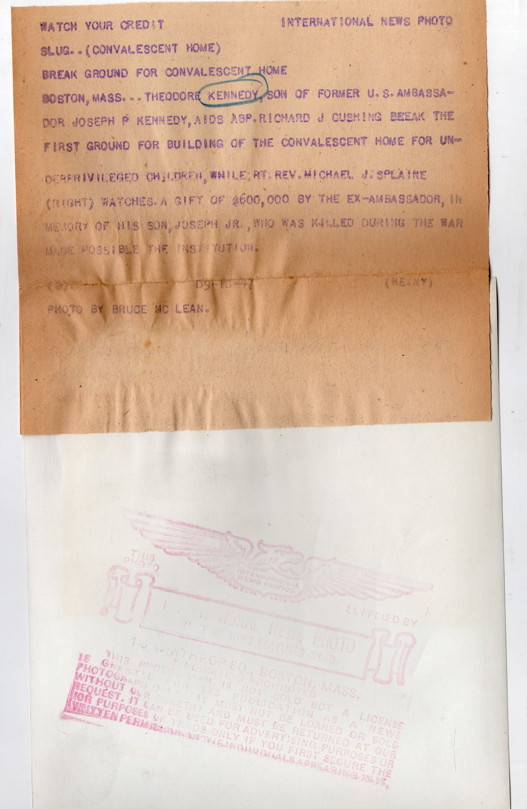 Ted Kennedy Wedding Cake Siwanoy Country Club Vintage Press Photo 1958