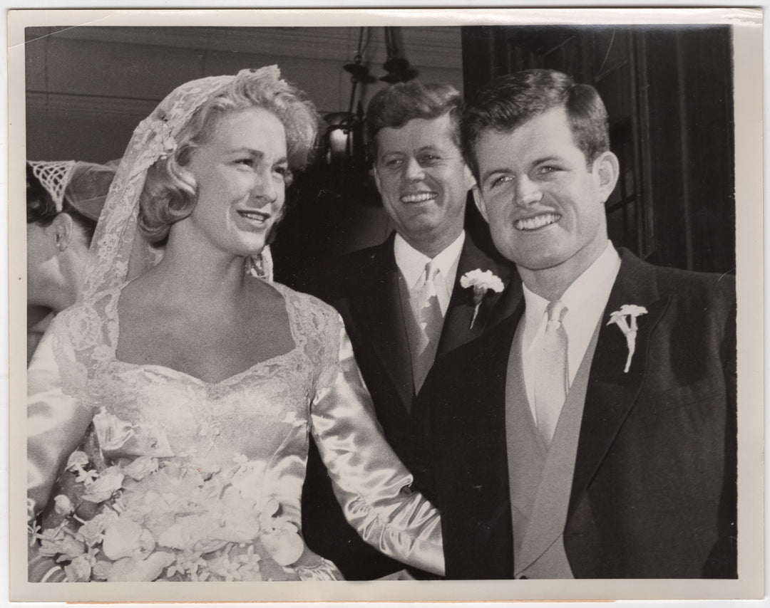 JFK Ted Kennedy Wedding Day St. Joseph's Church NY Vintage Press Photo 1958