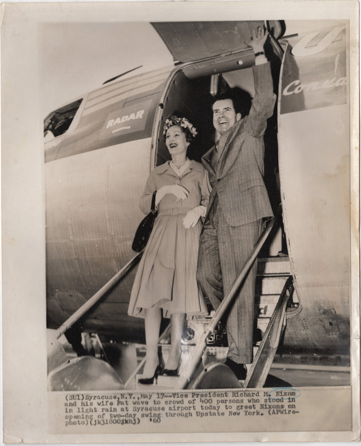 Richard Nixon VP Syracuse Airport Campaign Stop Original Political Press Photo