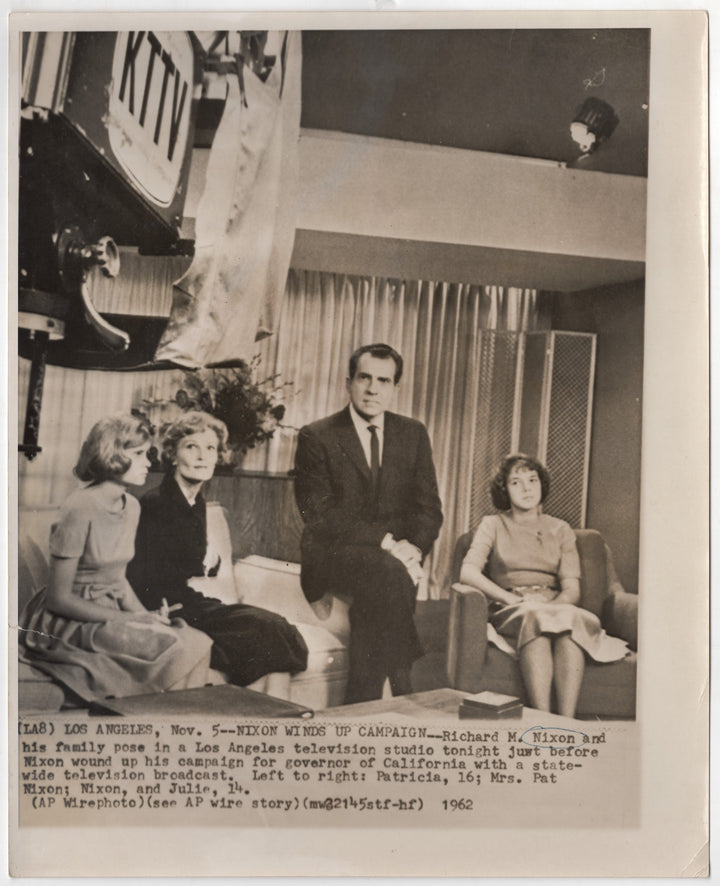Nixon CA Governor Campaign Family KTTV Original Iconic Political Photo 1962