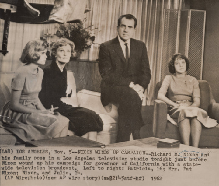 Nixon CA Governor Campaign Family KTTV Original Iconic Political Photo 1962