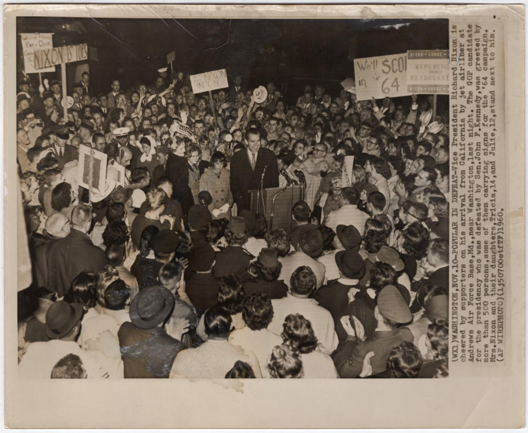 Vice President Nixon Victory Rally Andrews Air Force Base Political Press Photo