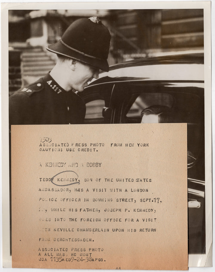 Ted Kennedy Downing St London Police Stop Political Press Photo 1938