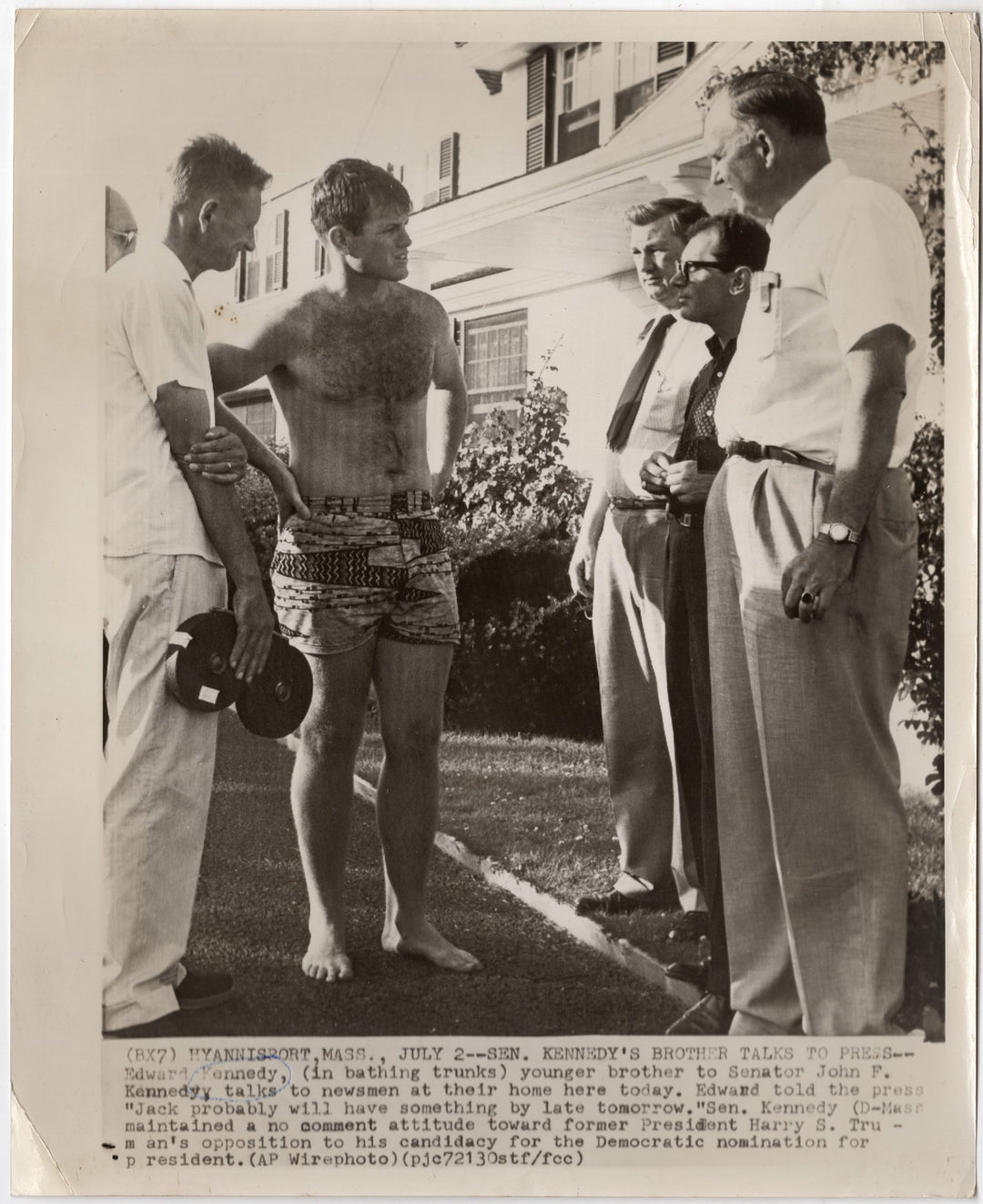 Ted Kennedy Swimsuit JFK Nomination Controversy Hyannisport MA Press Photo