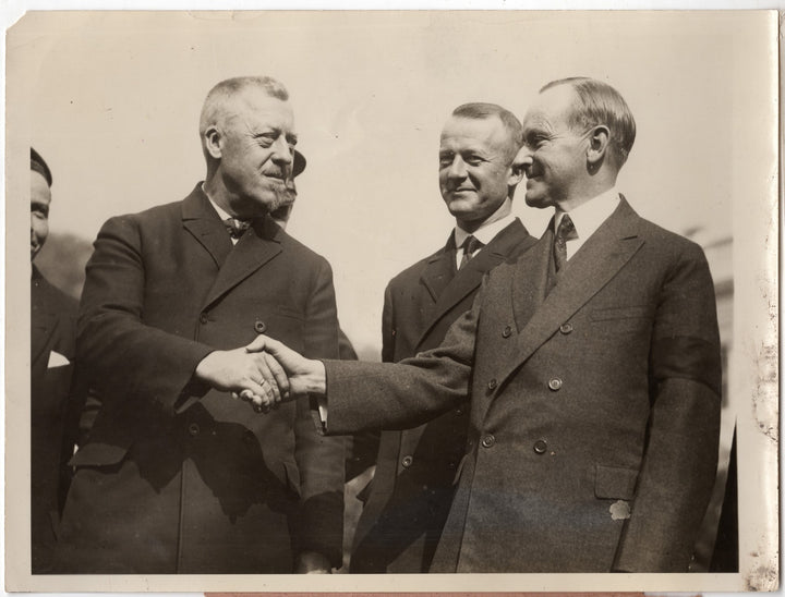President Calvin Coolidge Dr Hugo Eckener Zeppelin Aircraft Press Photo 1928