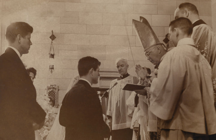 Ted & John F. Kennedy Cardinal Spellman Catholic Wedding Vintage Press Photo
