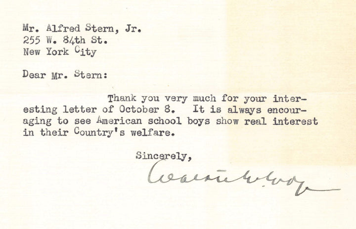 Walter Evans Edge New Jersey Governor Senator Autograph Signed Cold War Related