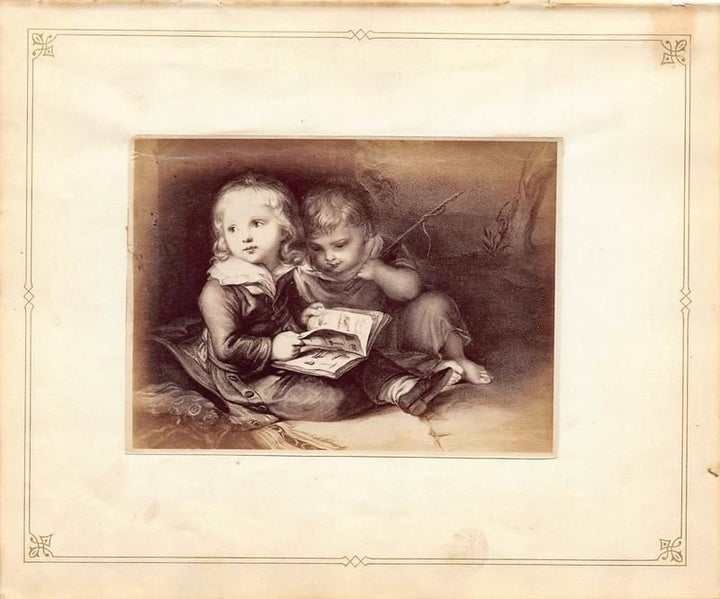 Heinrich Bucker Bilderbuch für Kinder Kids Painting Antique Albumen Print Photo