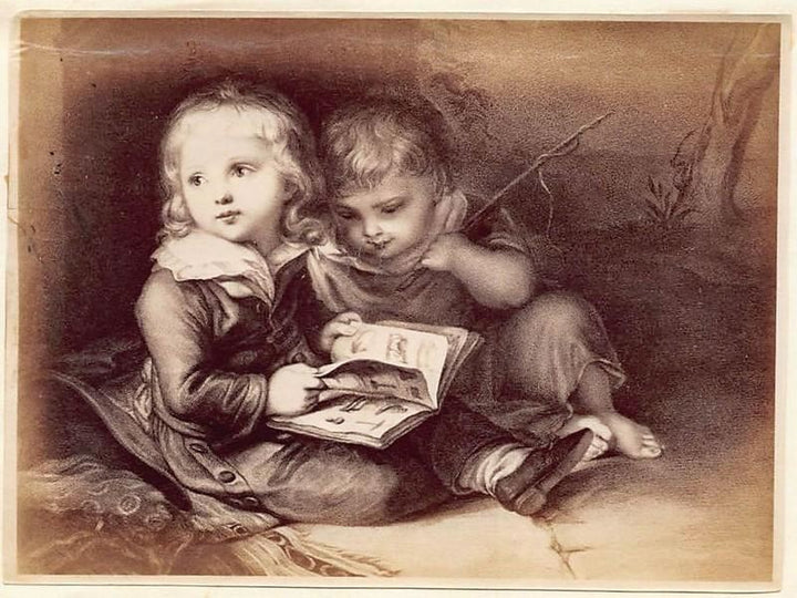 Heinrich Bucker Bilderbuch für Kinder Kids Painting Antique Albumen Print Photo