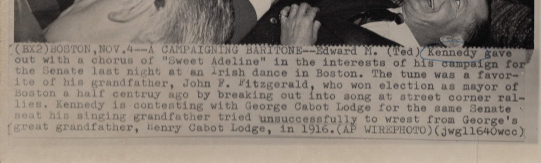 Ted Kennedy Sweet Adeline Irish Dance Vintage Political Sentate Campaign Photo