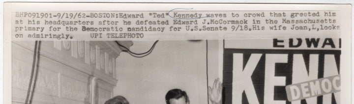 Senator Ted Kennedy Senate Primary Victory Vintage Political Press Photo 1962