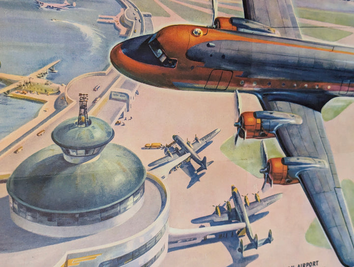 Airline Transportation Americana Vintage Coca Cola Graphic Art Educational Poster