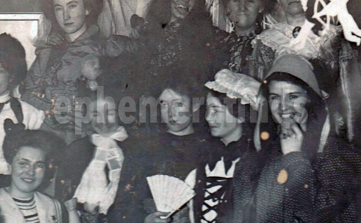 Lady Outlaws Halloween Costume Party Antique Edwardian Photo on Board